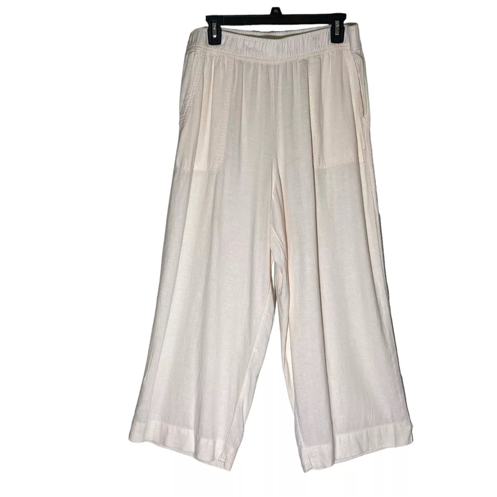 Sigrid Olsen Light Pink Linen Viscose Blend Wide Leg  Cropped Pants Pockets L